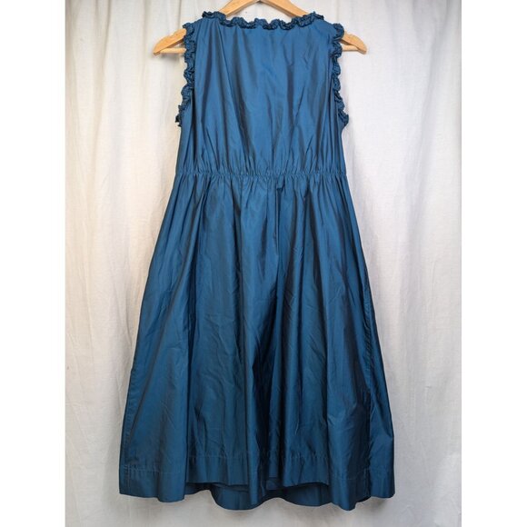 Robert Rodriguez Women's Blue Applique Taffeta Ruffle Trim Christmas Dress Sz 0 - Picture 3 of 6